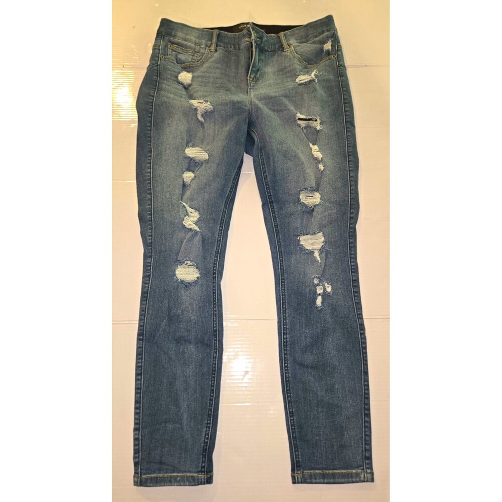 Torrid Premium Women's Skinny Jeans Blue Medium Wash Distressed Denim Size 16